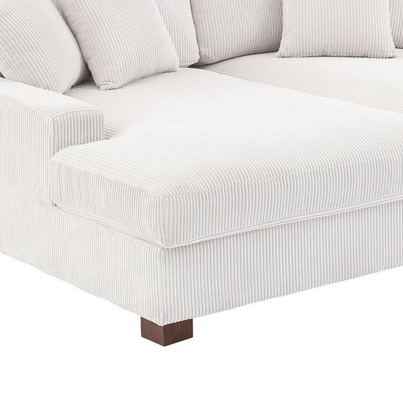 Bej Fitilli Kadife Yataklı ve Ayarlanabilir Başlıklı Modüler Köşe Koltuk - 207x160 cm - 195319