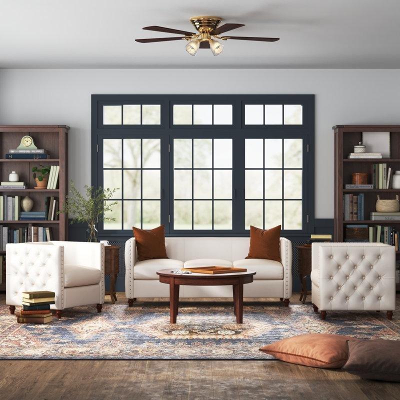 Bej Kadife Düğme Kapitoneli Zımba Detaylı 3 Parça Koltuk Takımı - 191553