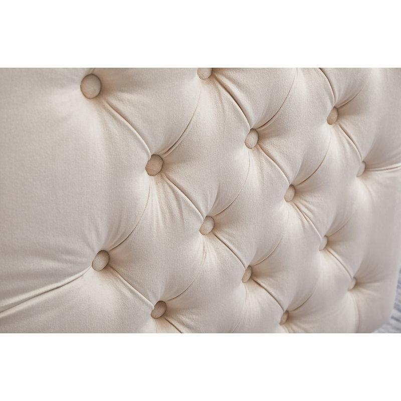 Bej Kadife Düğme Kapitoneli Zımba Detaylı 3 Parça Koltuk Takımı - 191553