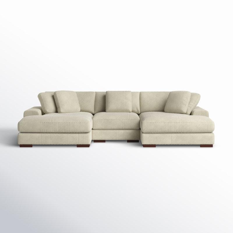Bej Kadife Kumaş Modüler Simetrik U Köşe Koltuk Takımı - 318x166 cm - 193898