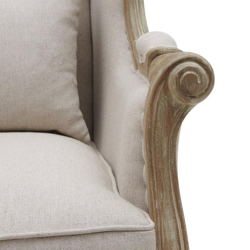 Bej Keten Masif Kayın Kanatlı Sırtlı Tekli Koltuk - 204847