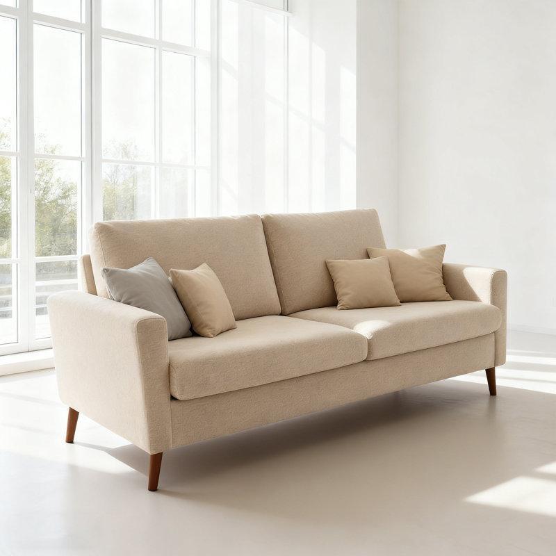 Bej Keten Yüzyıl Ortası Modern İkili Koltuk - 173 cm - 206156