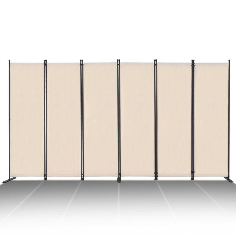 Bej Kumaş ve Demir 6 Panelli Katlanır Paravan - 311x181 cm - 184857