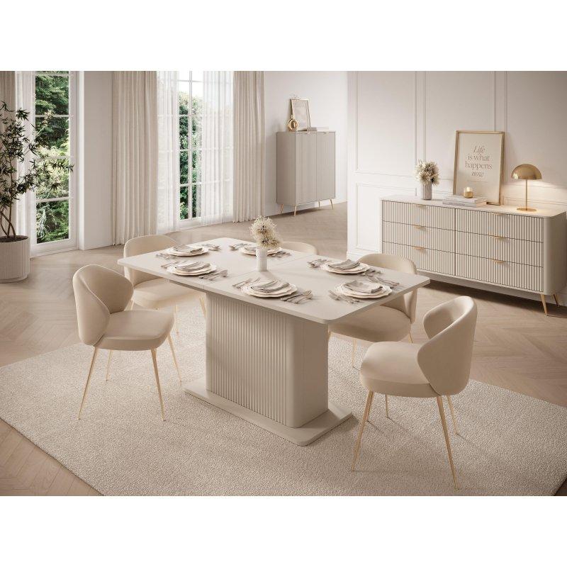 Bej Lamine Parke Büyüyebilen Bohem Yemek Masası - 160-200x90 cm - 236881