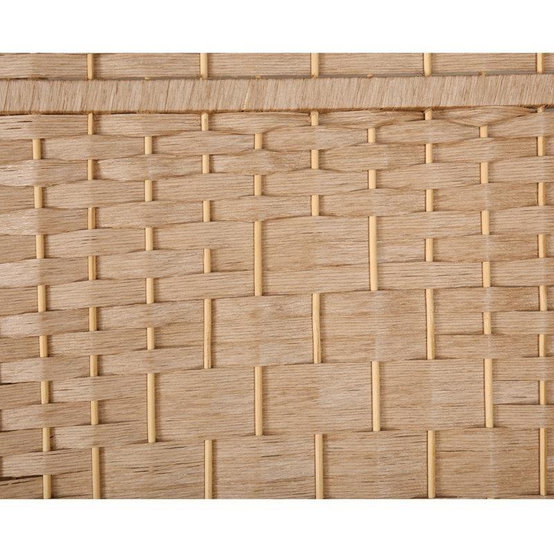 Bej Masif Ahşap Dokuma Desenli 6 Panelli Katlanır Paravan - 300x181 cm - 184596