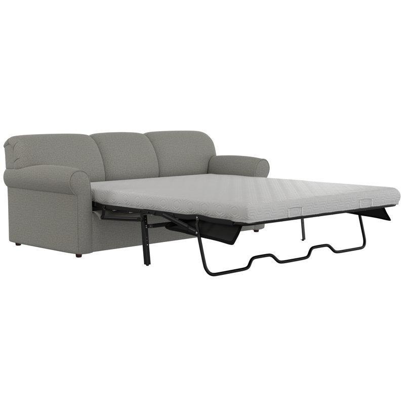 Bej Masif Ahşap İskeletli Kıvrımlı Kollu Yataklı Koltuk - 201 cm - 195784