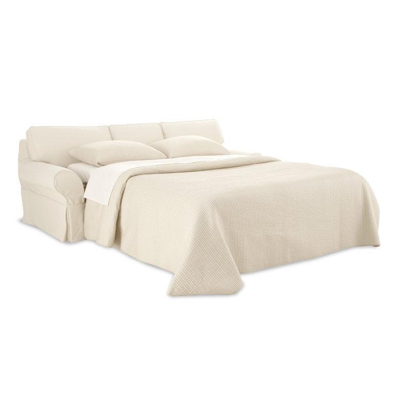 Bej Masif Ahşap Kılıflı Kıvrık Kollu Yataklı Koltuk - 224 cm - 194884