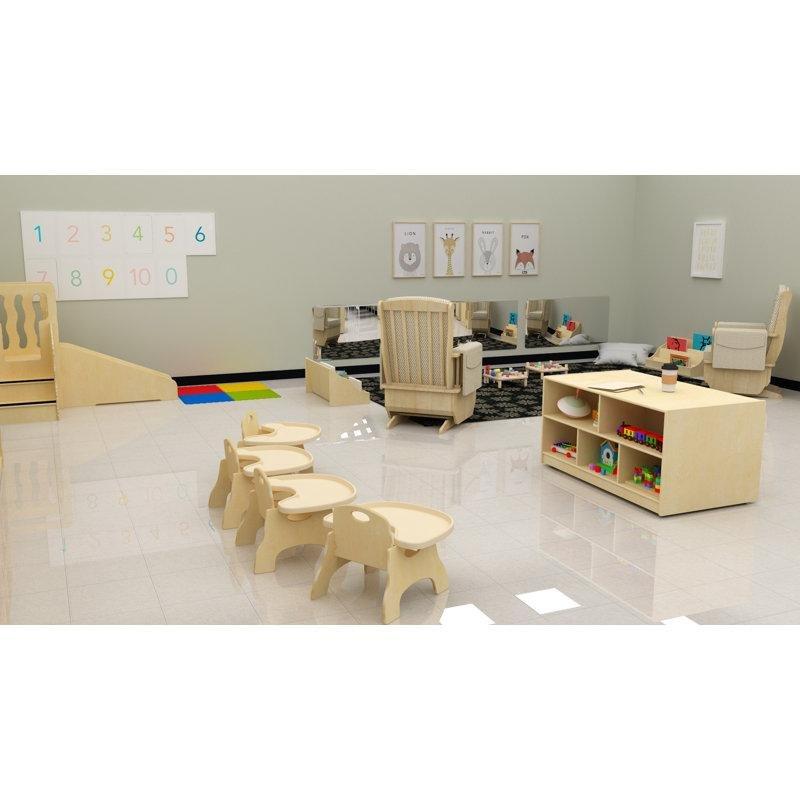 Bej Masif Ahşap Saklama Cepli Sallanır Emzirme Koltuğu - 182063