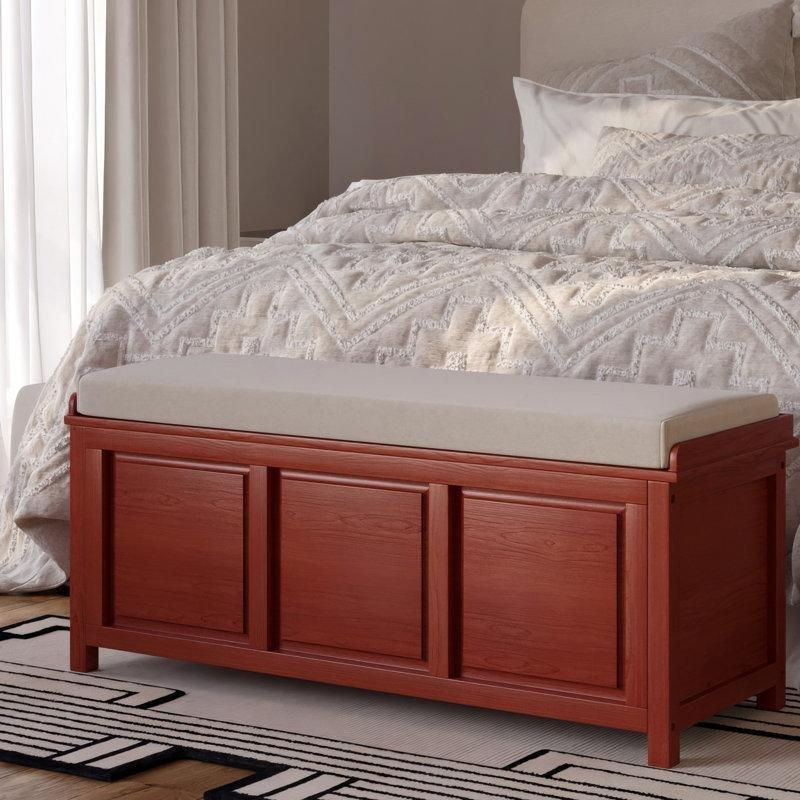 Bej Masif Çam Ahşap Sandıklı Sırtlı Tepsili Bench - 115 cm - 164497
