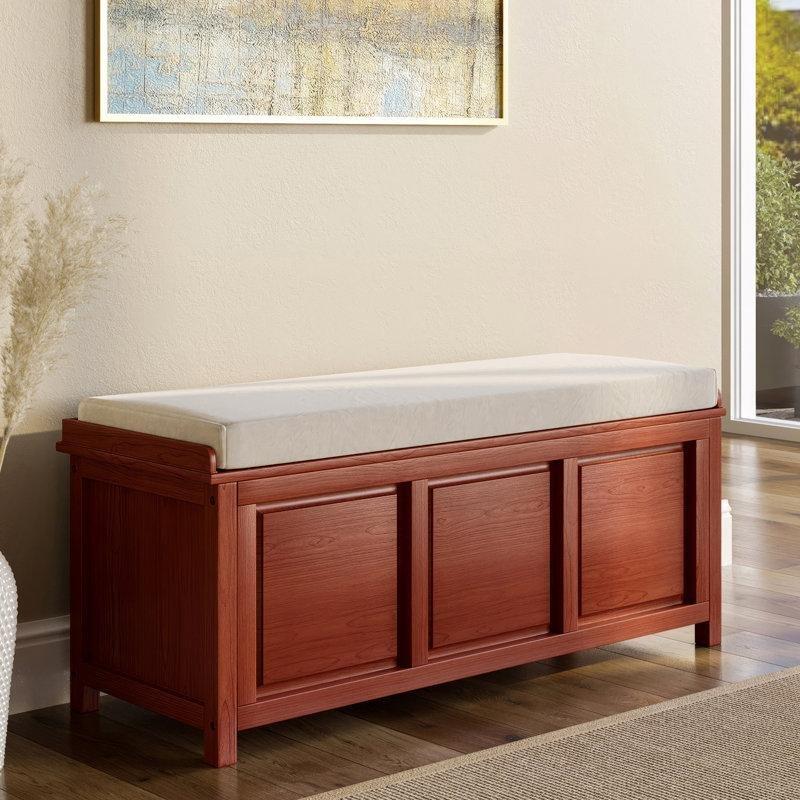 Bej Masif Çam Ahşap Sandıklı Sırtlı Tepsili Bench - 115 cm - 164497