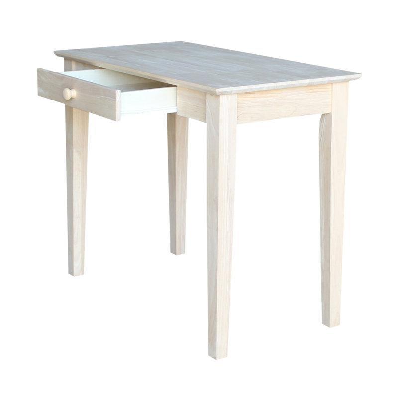 Bej Masif Kauçuk Ağacı Tek Çekmeceli Boyanabilir Ham Vintage Çalışma Masası - 92x51 cm - 234307