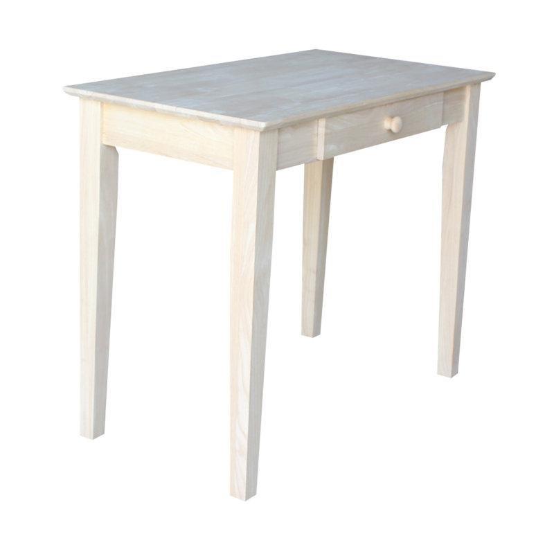 Bej Masif Kauçuk Ağacı Tek Çekmeceli Boyanabilir Ham Vintage Çalışma Masası - 92x51 cm - 234307