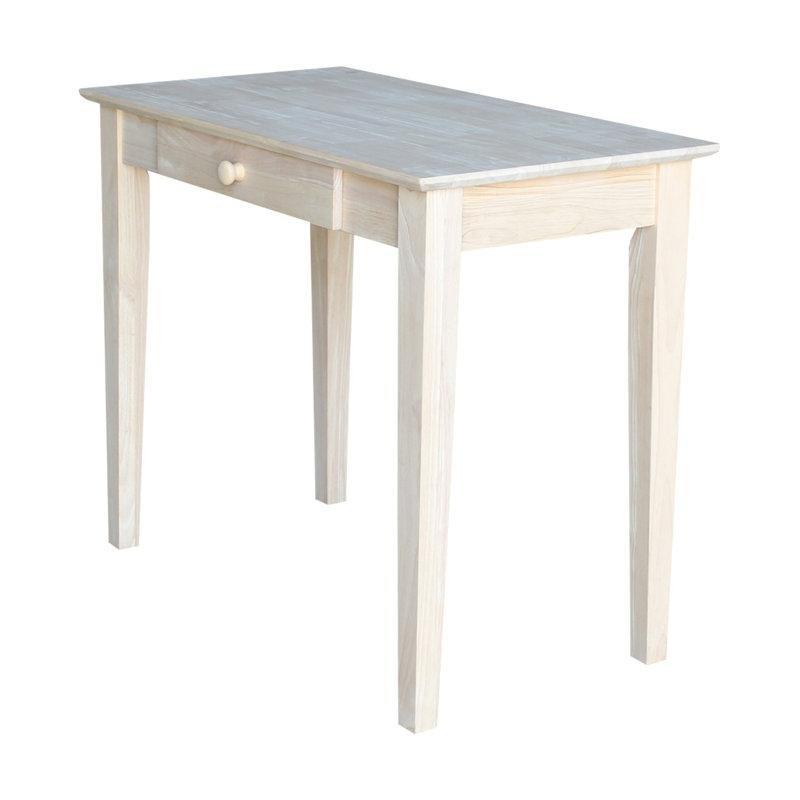 Bej Masif Kauçuk Ağacı Tek Çekmeceli Boyanabilir Ham Vintage Çalışma Masası - 92x51 cm - 234307