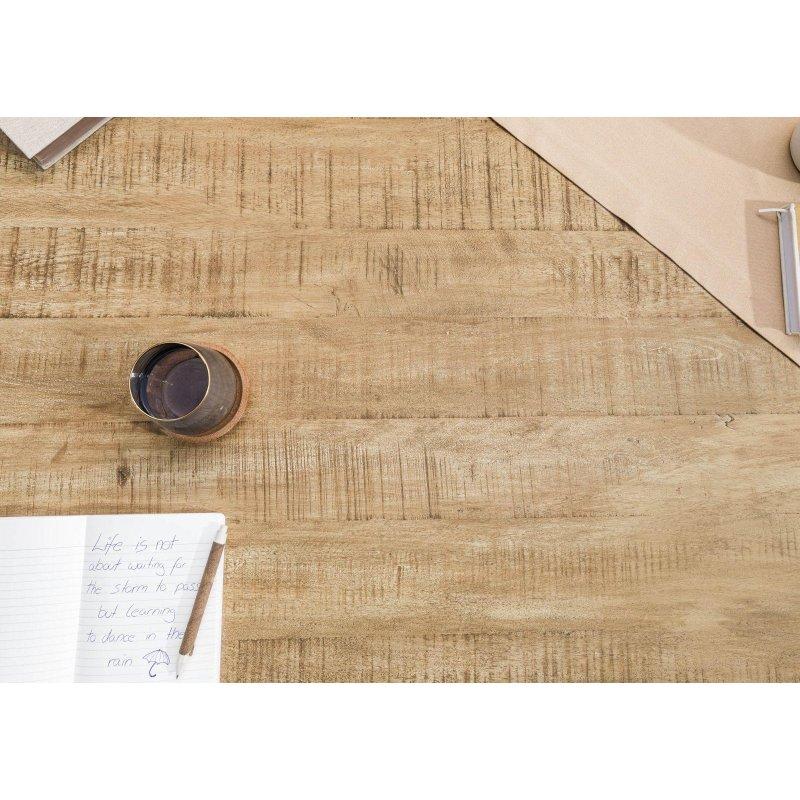 Bej Masif Mango Ahşap Kütük Kenarlı U Ayaklı Bohem Yemek Masası - 180x90 cm - 236003