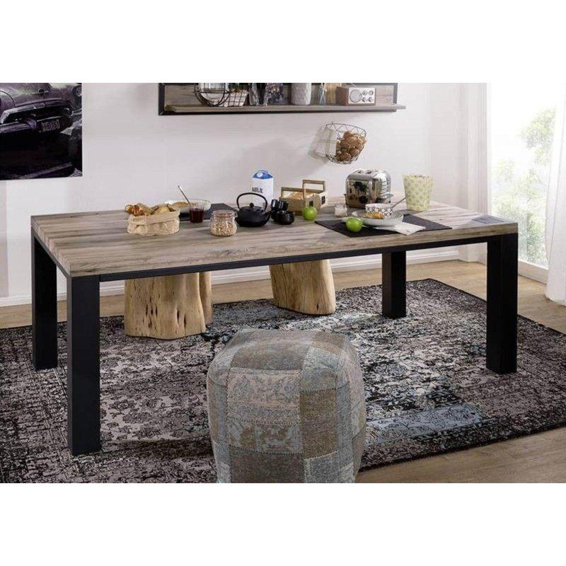 Bej Masif Yabani Meşe Bohem Yemek Masası - 220x100 cm - 235803