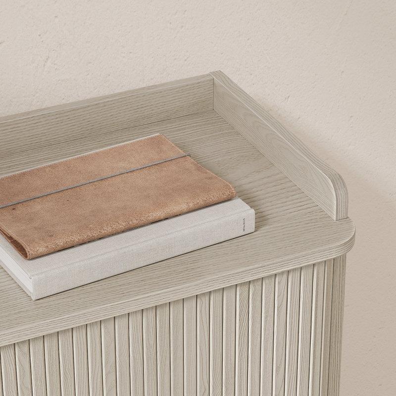 Bej MDF Sürgülü Kapaklı ve Ayarlanabilir Raflı Ayakkabılık - 100x100 cm - 229269