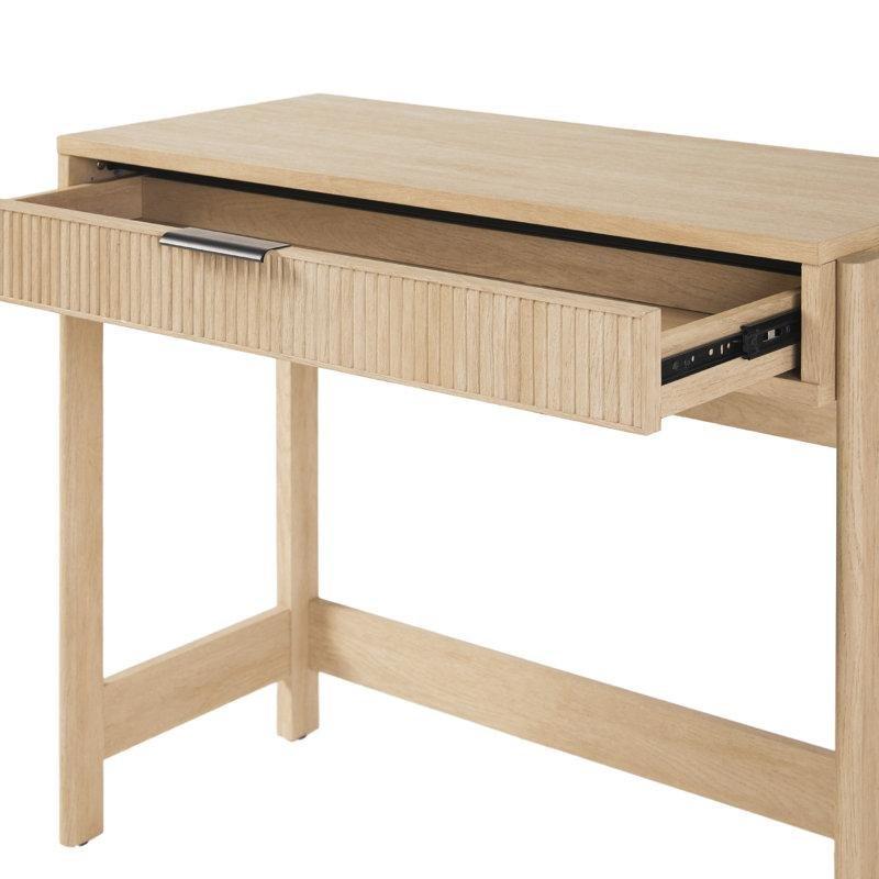 Bej MDF Yivli Çekmeceli Vintage Çalışma Masası - 97 cm - 234803