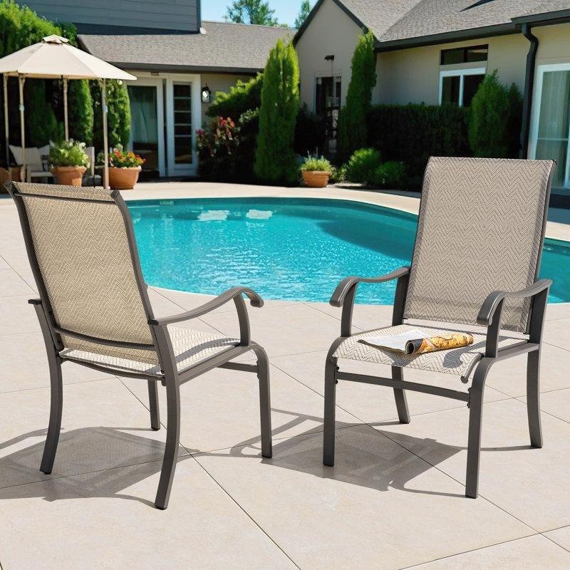 Bej Metal Ergonomik Kollu Bahçe Sandalyesi 2li Set - 173331