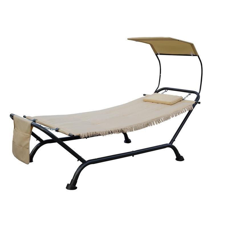 Bej Metal Tenteli ve Minderli Ayaklı Hamak - 237x102 cm - 178565