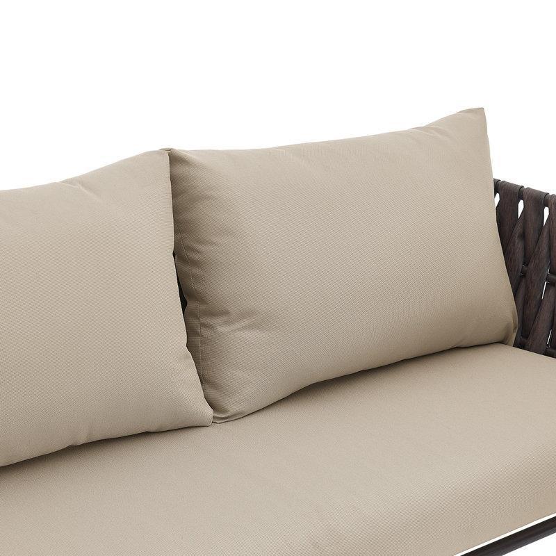 Bej Minderli Kahverengi Rattan 4 Kişilik Bahçe Takımı - 208905