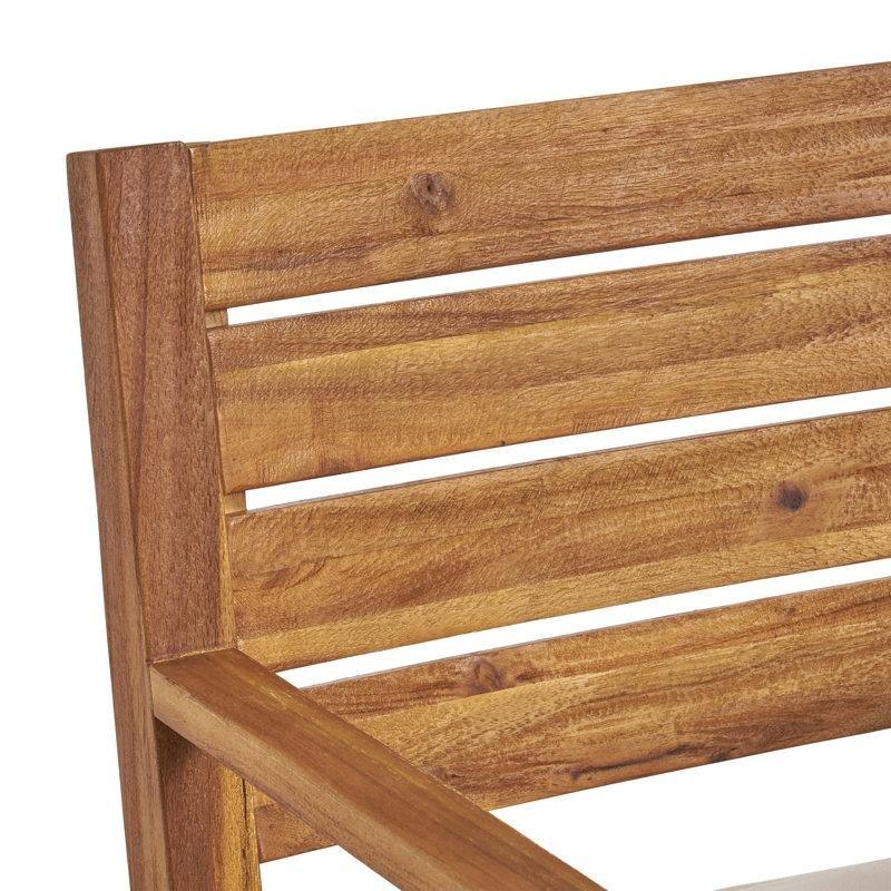 Bej Minderli Masif Akasya Ağacı 6 Kişilik Dikdörtgen Bahçe Masa Takımı - 176x91 cm - 213797
