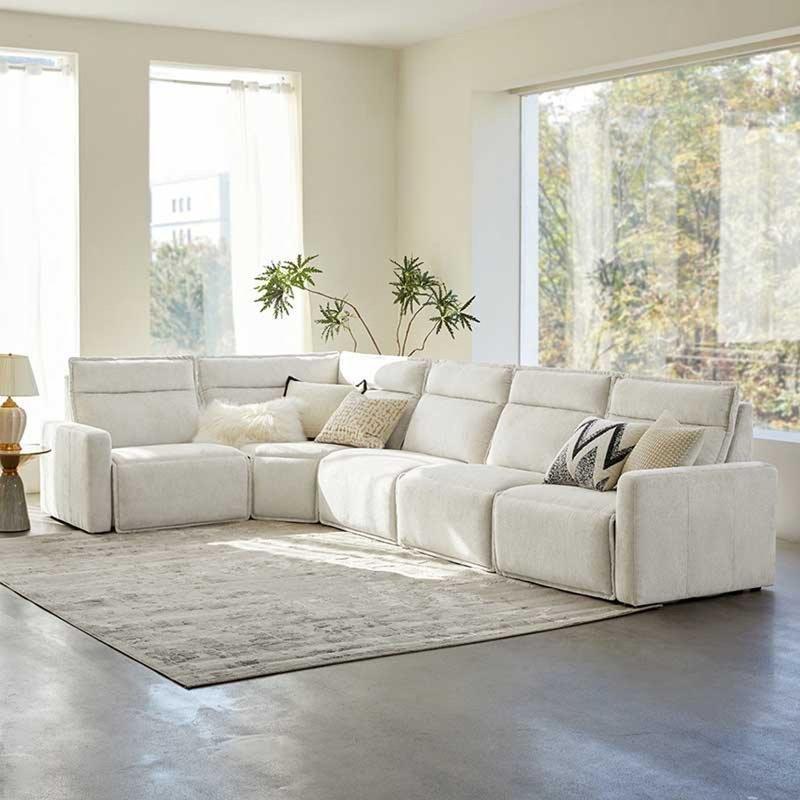 Bej Modüler Mekanizmalı USB Type-C Şarjlı Duvara Sıfır Köşe Koltuk Takımı - 315x315 cm - 194319