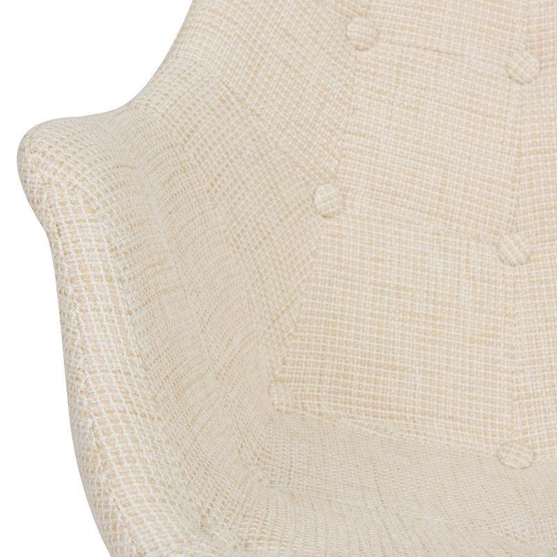 Bej Polyester Kumaş Dişbudak Ahşap Ayaklı Ergonomik Sallanan Sandalye - 219464