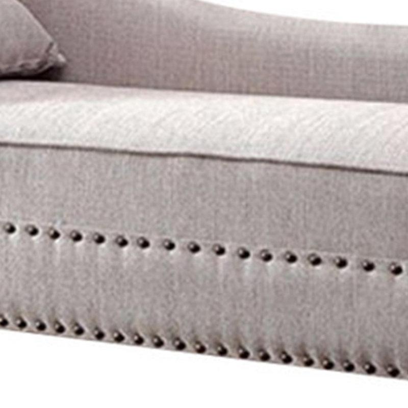 Bej Polyester Zımba Detaylı Tek Kollu Masif Ahşap Josephine Koltuk - 155x64x81 cm - 190125