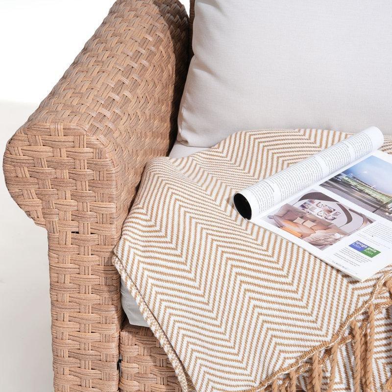 Bej Rattan 5 Kişilik Minderli Ergonomik Bahçe Takımı - 212565