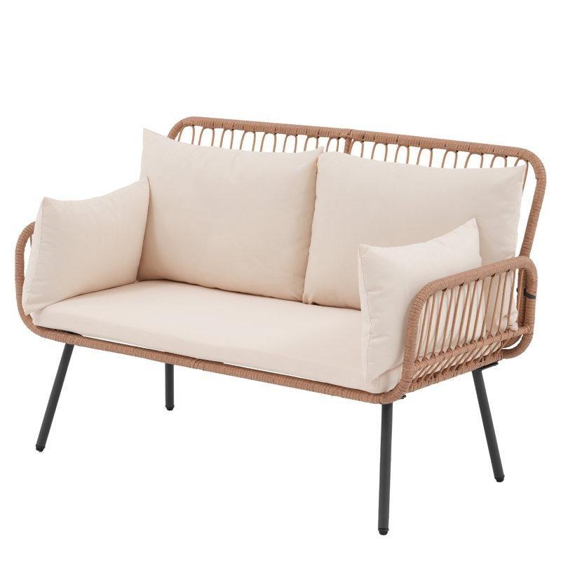 Bej Rattan Dış Mekan İkili Koltuk - 119 cm - 205862