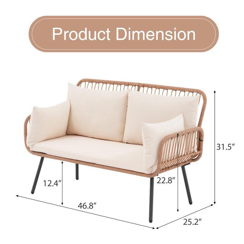 Bej Rattan Dış Mekan İkili Koltuk - 119 cm - 205862