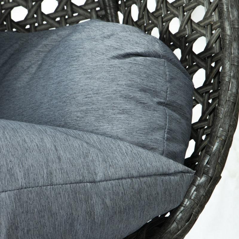 Bej Rattan Metal Çift Kişilik Ayaklı Minderli Balkon Salıncağı - 175035