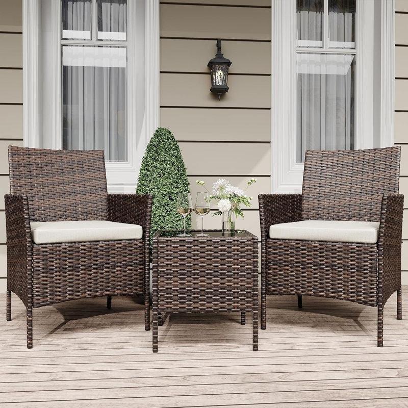 Bej Rattan Metal Minderli 3 Parça Bahçe Takımı - 209197