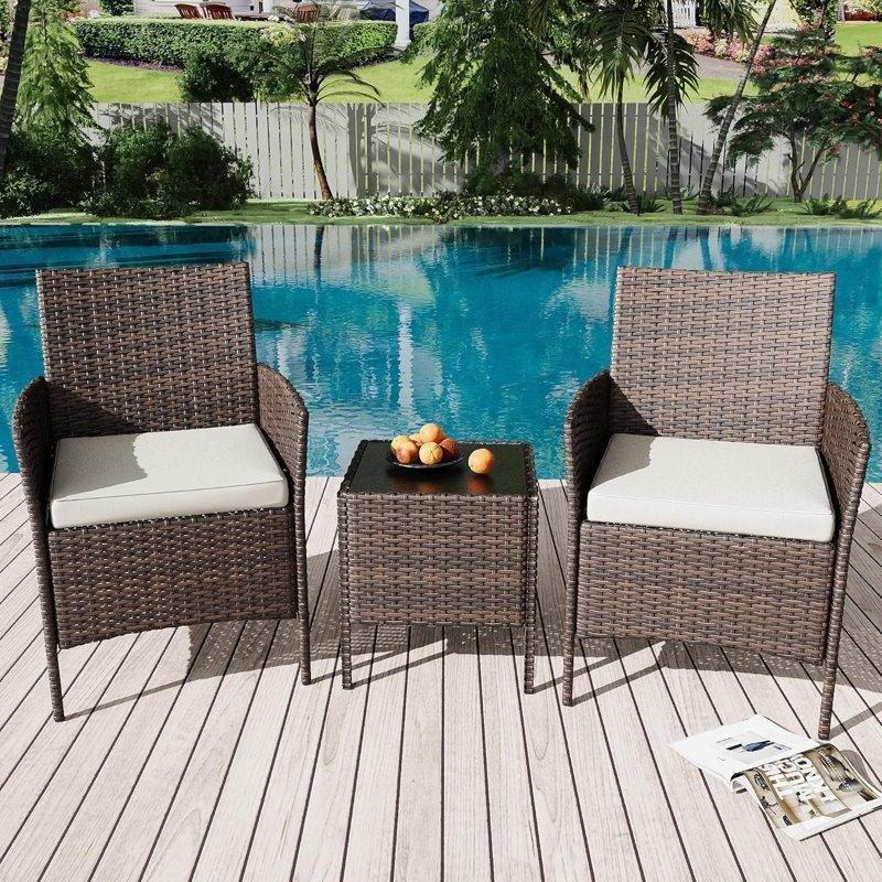 Bej Rattan Metal Minderli 3 Parça Bahçe Takımı - 209197