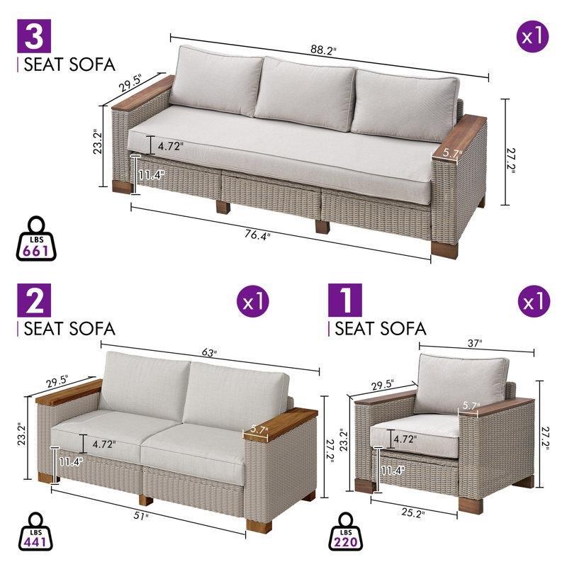Bej Rattan Metal Minderli 6 Kişilik Modüler Bahçe Takımı - 212942