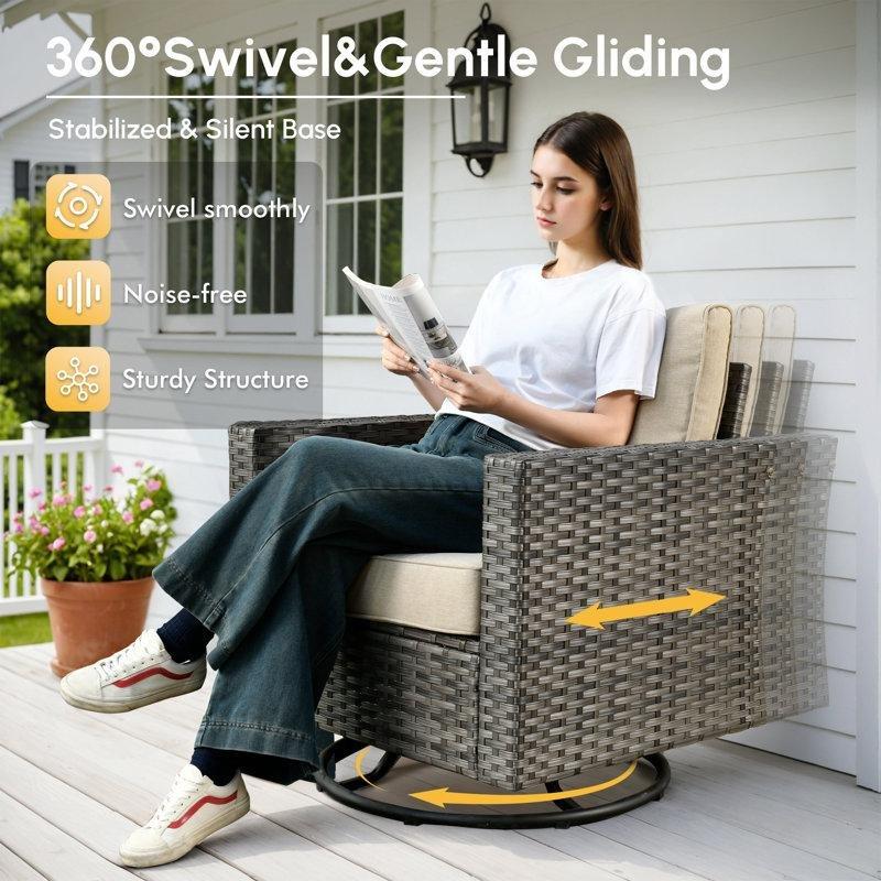 Bej Rattan Minderli 9 Kişilik Modüler Sallanır Bahçe Takımı - 210125