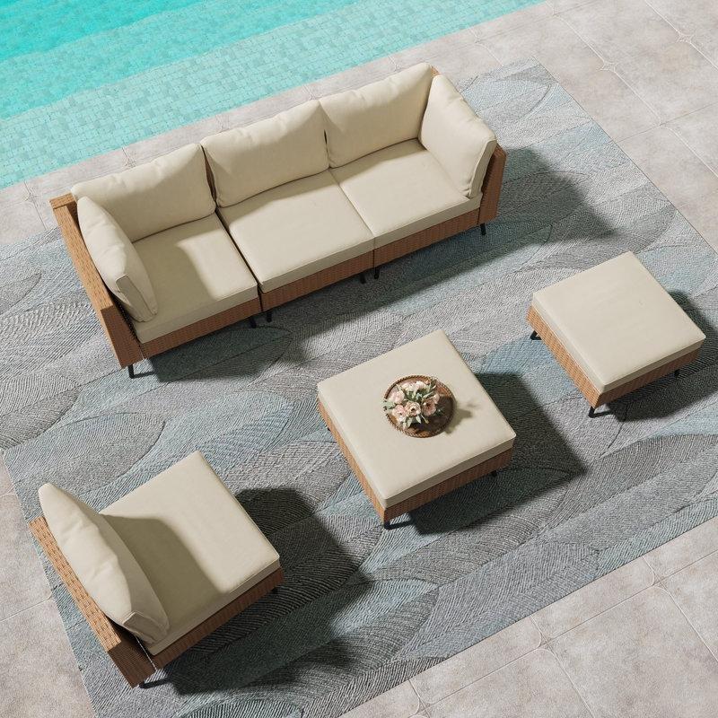 Bej Rattan Modüler 6 Kişilik Bahçe Takımı - 212319