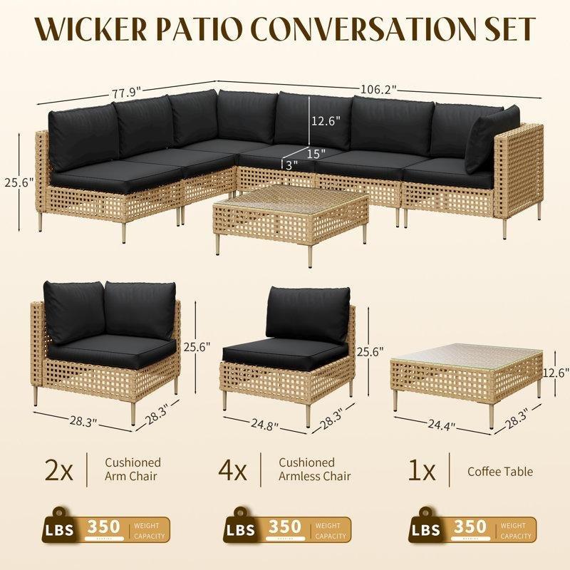 Bej Rattan Modüler 6 Kişilik Minderli Bahçe Takımı - 211317