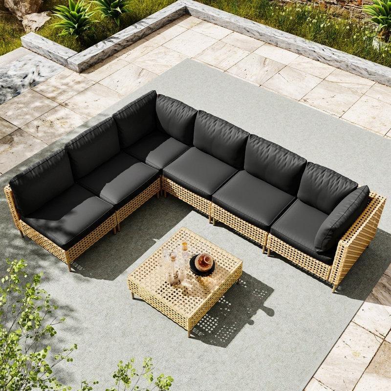 Bej Rattan Modüler 6 Kişilik Minderli Bahçe Takımı - 211317