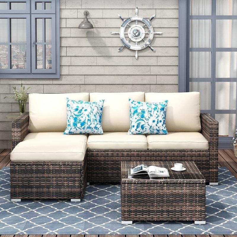 Bej Rattan Modüler Cam Tablalı Bahçe Takımı - 212196