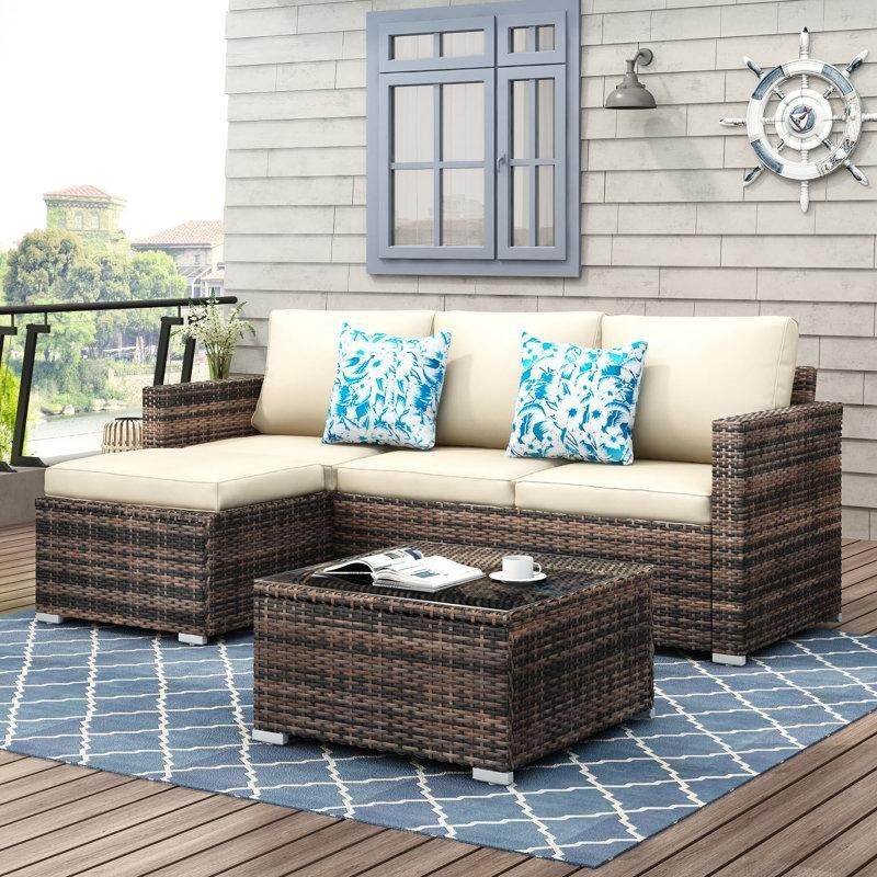 Bej Rattan Modüler Cam Tablalı Bahçe Takımı - 212196