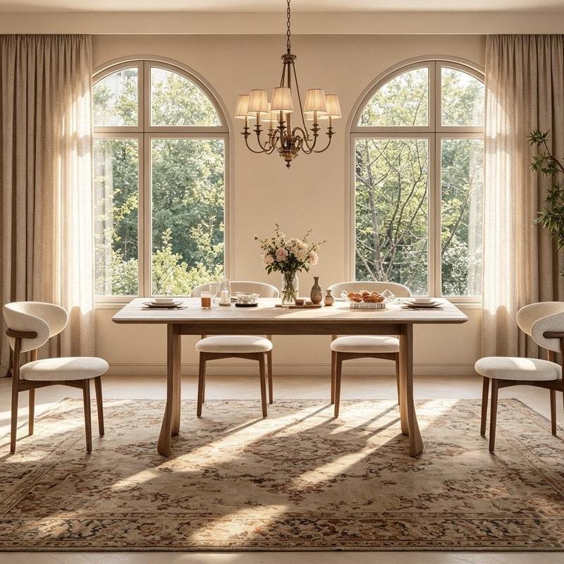 Bej Sinterlenmiş Taş Tablalı Ceviz Ahşap Dikdörtgen 6 Kişilik Bohem Yemek Masası - 181x90 cm - 237999