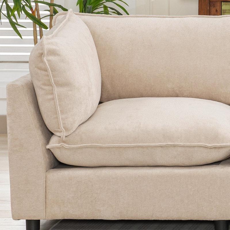 Bej Şönil Kumaş Modüler 6 Kişilik U Köşe Koltuk Takımı - 272 cm - 195301