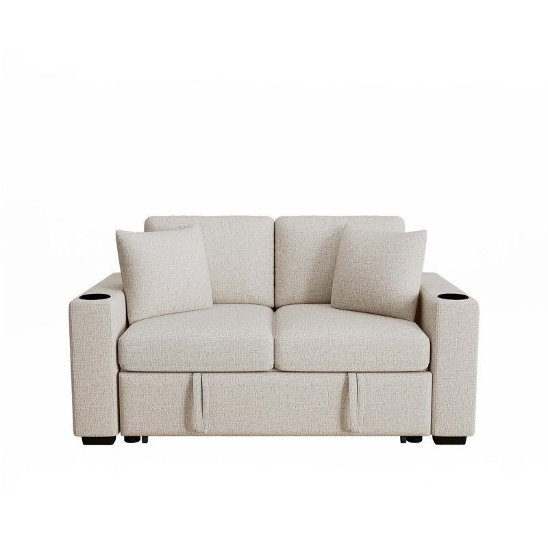 Bej Şönil Kumaş Yataklı İkili Koltuk - 154 cm - 206034