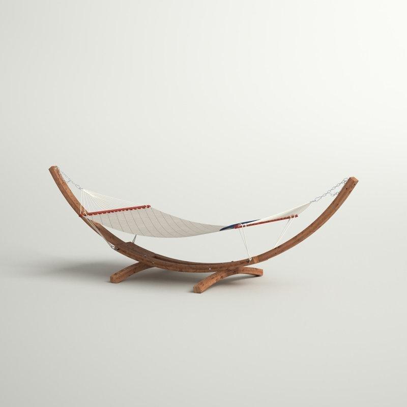 Bej Sunbrella Kumaş Yastıklı Çam Ahşap Ayaklı Hamak - 409x120 cm - 178528