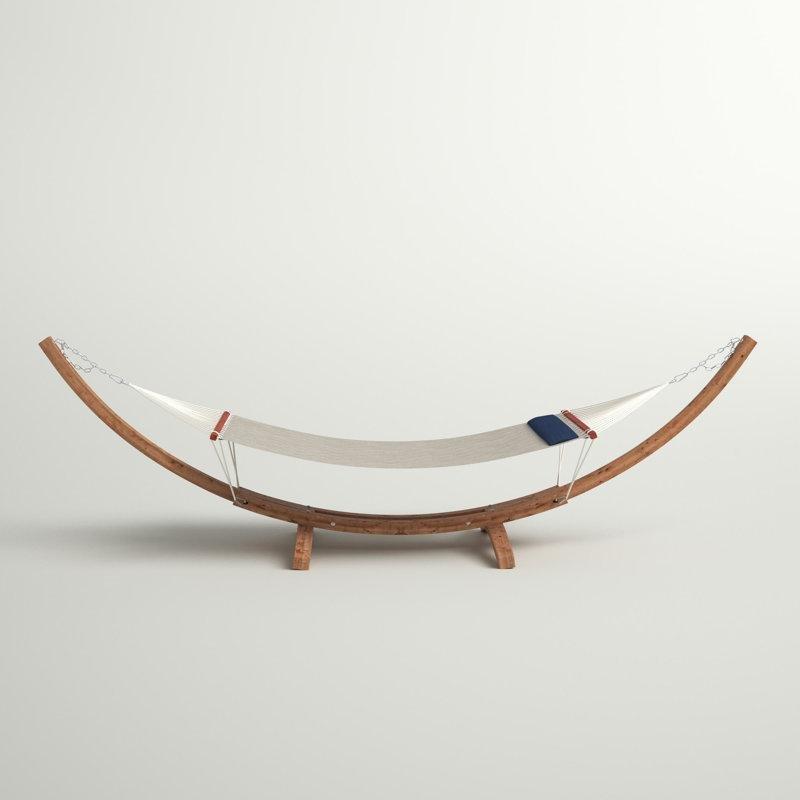 Bej Sunbrella Kumaş Yastıklı Çam Ahşap Ayaklı Hamak - 409x120 cm - 178528