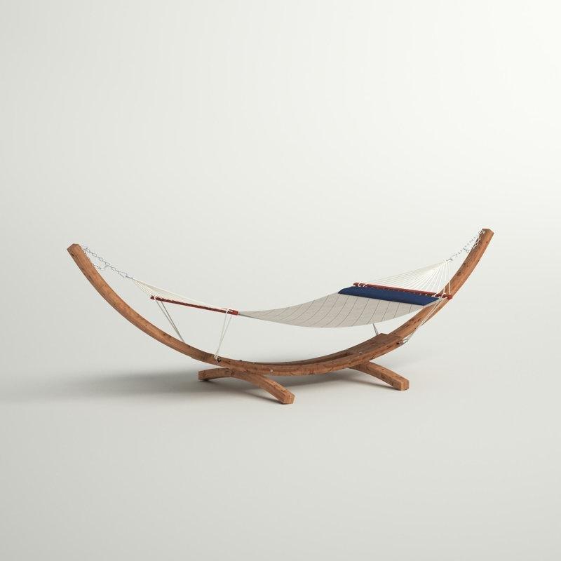 Bej Sunbrella Kumaş Yastıklı Çam Ahşap Ayaklı Hamak - 409x120 cm - 178528