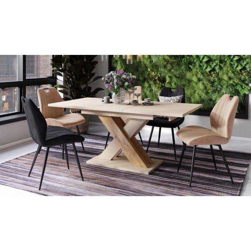 Bej Zanaatkar Meşe Açılabilir Bohem Yemek Masası - 140-180 cm - 235785