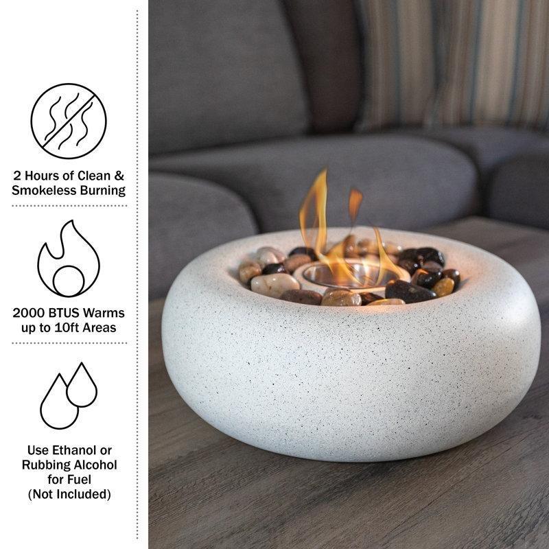 Beton Gri Taşınabilir Dumansız Masaüstü Bioethanol Şömine - 29 cm - 188481