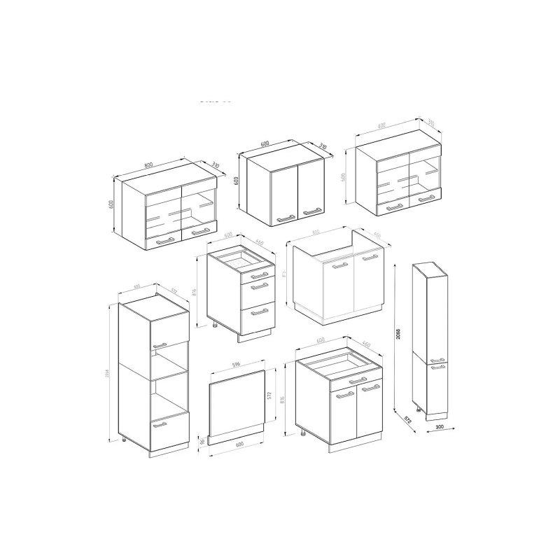 Beton ve Beyaz Tasarımlı Mutfak Modelleri - 350x60x82 cm - 186544